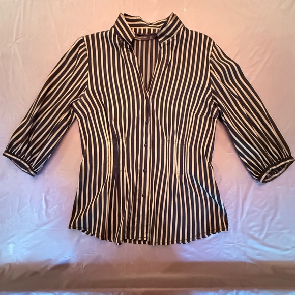 Zara Black and Gold Button Down Shirt with Notched Collar Size Large - Picture 2 of 9